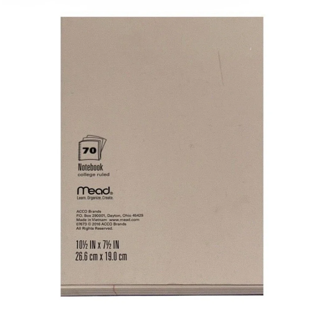 2x Mead College Ruled Spiral Notebook 70 Sheets Each Yellow and Purple